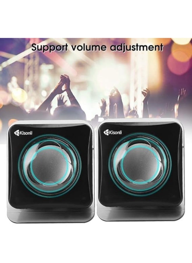 KISONLI V410 Multimedia Speakers 2.0 Channel USB Powered Speaker Set with AUX Input | Volume Control | Stereo Surround Sound | Magnetic Shielding | Desktop Laptop Wired Mini Speaker System - Image 4